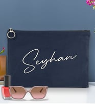 BK Gift Kişiye Özel İsimli-6 Astarlı Portföy Çanta 30x21cm(12 Renk Seçeneği), Baskılı El Çantası, Organizer Çanta (Lacivert)