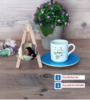 Doğum Günü Hediyesi Türk Kahvesi Fincanı Ahşap Altlıklı ve Fotoğraflı Ahşap Anahtarlık Hediye (Model 5)