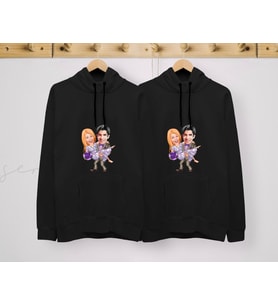 BK Gift Kişiye Özel Sevgililer Karikatürlü İkili Siyah Sweatshirt Seti, Sevgililer Hediye, Çift Hediyesi, Yıl Dönümü Hediyesi, Kişiye Özel Sweatshirt-1 (Model 8)