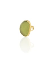Kadir Jewellery 22 Ayar Altın Kaplama Kadın Fosil Taşlı Yüzük (Zeytin Yeşili)