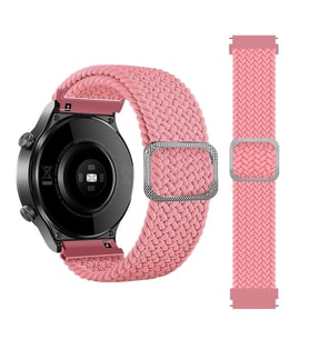 ​​Amazfit GTS Bip Lite S GTR 42mm Kordon Örgü Kordon Örgü Tokalı Band 20mm (Pembe)