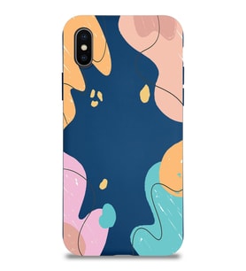 PrintiFy Apple iPhone XS Max Uyumlu Lansman Kılıf Karışık Renkler Tasarımlı İçi Kadife Kapak (Lacivert)