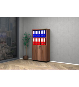 Vena Yarım Kapak Ofis Dosya Dolabı 80X35X150 (Beyaz - Ceviz)