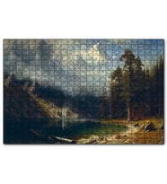 Cakapuzzle Dağ Gölü, Orman ve Karlı Zirve Yağlıboya  Puzzle Yapboz MDF (Ahşap) (1000 Parça)
