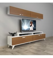 Decoraktiv Ekoflex 5 Slm Retro Tv Ünitesi Tv Sehpası (Beyaz - Ceviz)