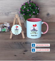 Askere Hediye Kupa Bardak Kırmızı ve Ahşap Anahtarlık Hediye (Model 5)