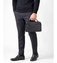 Erkek El Çantası Portföy Çanta İki Bölmeli El Çantası Clutch Çanta (Siyah)