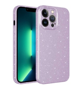 iPhone 12 Pro Max Kılıf Kamera Korumalı Simli Lüks Koton Kılıf (Lila)