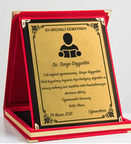 Kişiye Özel Hediye Yazılı ,  fotoğraflı logolu 9x12   Plaket (Kırmızı)