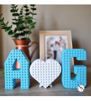 Kişiye Özel Lego Uyumlu Harf ve Kalp Seti - Anlamlı ve Şık Hediye (Açık Mavi)