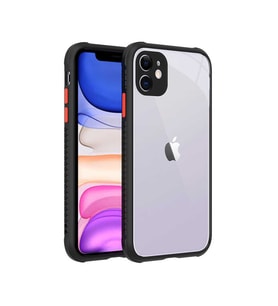 Apple iPhone 11 Kılıf Kenar Renkli Sararmaz Şeffaf Kapak (Renksiz)