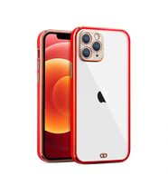iPhone 11 Pro 5.8inç Gold Çerçeve Kamera Korumalı Silikon Bumper Kılıf (Kırmızı)