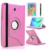 Samsung Galaxy Tab A 10.1 T580 T583 T585 Kılıf 360 Dönebilen Standlı Case (Açık Pembe)