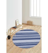 Dijital Baskılı Kaymaz Taban Yıkanabilir Yuvarlak Salon Halısı Koridor Halısı Paspas NDY-HT-1003 (Lacivert)