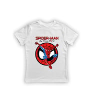 Spiderman baskılı örümcek adam pamuklu penye kumaş yazlık çocuk tişört (Beyaz)