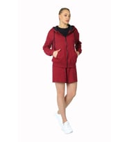Kadın Kapüşonlu Fermuarlı Sweatshırt Oranj (Bordo)