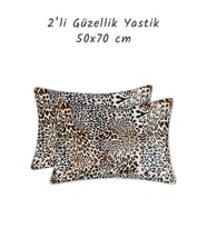 Güzellik Yastığı %100 Ipek Saten 2 Adet Luxury Yastık Kılıfı Zebra (Beyaz - Kahverengi)