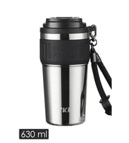 TKK 630 ML Özel Seri Çelik Mug Kahve Bardağı Pipetli/Rahat İçim 6 Saat Sıcak/12 Saat Soğuk Termos -2023 630ML (Gri)