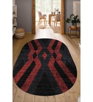 Dijital Baskılı Kaymaz Taban Yıkanabilir Oval Salon Halısı Mutfak Halısı Yolluk NDO-SD-282 (Kırmızı)