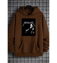 Unisex Metalica Baskılı Oversize Sweatshirt (Kahverengi)