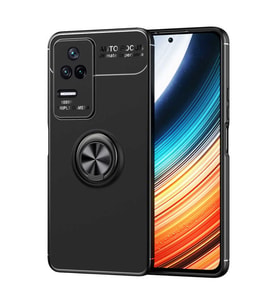 Xiaomi Poco F4 Kılıf Zore Ravel Yüzüklü Silikon Kılıf (Siyah)