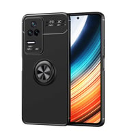 Xiaomi Poco F4 Kılıf Zore Ravel Yüzüklü Silikon Kılıf (Siyah)