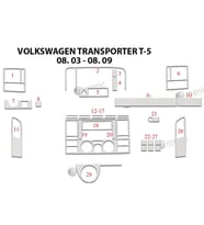 Meriç® VW Transporter T5 Ön Torpido Kaplama Maun 29 Parça 2003-2009 (Alüminyum)