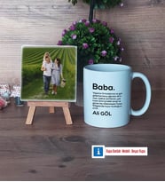 Baba Fotoğraflı Dekoratif Taş, Kupa Bardak Beyaz Hediye (Model 1)