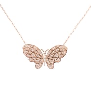 925 Ayar Gümüş Taşlı Kelebek Kolye (Rose)