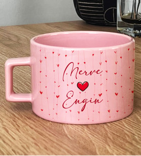 Sevgiliye Hediye Hediye Pastel Fincan Sevgililer Günü Hediyesi (Pembe)