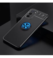 Oppo A55 5G Kılıf Yüzüklü Magnetli Ravel Case (Siyah-Mavi)