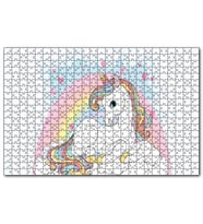 Cakapuzzle Unicorn Bulutlar ve Kalpler  Puzzle Yapboz MDF (Ahşap) (500 Parça)