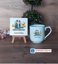 Temizlik Görevlisi Dekoratif Taş, Kupa Bardak Kırmızı Hediye (Model 4)