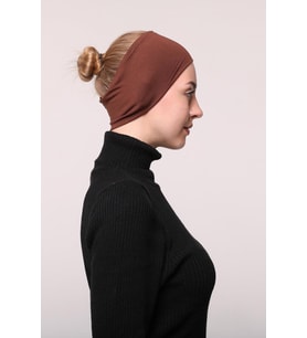 Kadın Penye Dikişsiz Tesettür Bandana Bone Spor Saç Bandı (Çikolata)