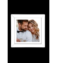 20x20 Kare Siyah-Beyaz İnce Ahşap Çerçeve 1 adet (Beyaz)