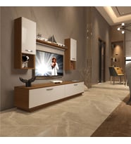 Decoraktiv Eko 5DAB Slm Std Tv Ünitesi Tv Sehpası - Parlak Beyaz (Beyaz - Kahverengi)