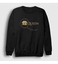 Presmono Unisex Bordo Gold Logo Queen Sweatshirt 101810tt (Siyah)