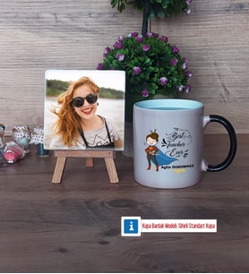 Kadın Öğretmene Hediye Fotoğraflı Dekoratif Taş, Kupa Bardak Beyaz Hediye (Model 9)