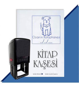 Kişiye Özel Sevimli Köpek Tarihli Otomatik Kitap Kaşesi (Mavi)