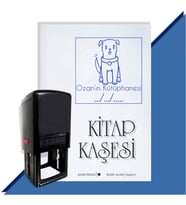 Kişiye Özel Sevimli Köpek Tarihli Otomatik Kitap Kaşesi (Mavi)