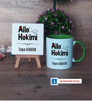 Aile Hekimi Dekoratif Taş, Kupa Bardak Kırmızı Hediye (Model 13)