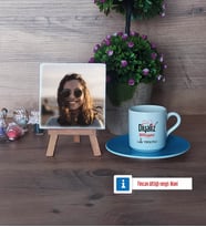 Diyaliz Teknisyeni Fotoğraflı Dekoratif Taş, Ahşap Altlıklı Türk Kahvesi Fincanı Hediye Diyaliz Teknisyenine Hediye (Model 5)