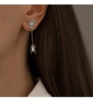 Kişiye Özel 925 Ayar Gümüş Örümcek Ağı ve Örümcek Küpe (Gümüş)