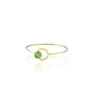 Kadir Jewellery 22 Ayar Altın Kaplama El İşçiliği Zirkon Taşlı Kadın Kelepçe Bilezik (Yeşil)