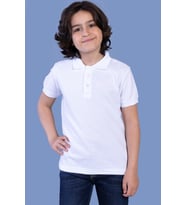 Toontoy Unisex Çocuk Düğmeli Polo Yaka Tişört (Beyaz)