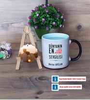 Sevgiliye Hediye Kupa Bardak Beyaz ve Fotoğraflı Ahşap Anahtarlık Hediye (Model 9)