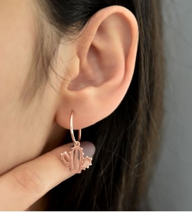 Papatya Silver 925 Ayar Gümüş Kaktüs Figürlü Halka ve Top Küpe (Rose)