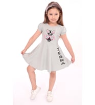 Toontoy Kız Çocuk Bisiklet Yaka Zebra Baskılı Elbise (Yeşil)