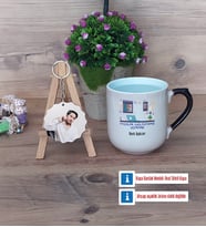 Yazılım Geliştirme Uzmanı Kupa Bardak Beyaz ve Fotoğraflı Ahşap Anahtarlık Hediye (Model 10)