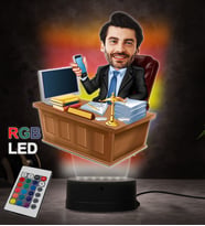 Doğum Günü Hediyesi,Sevgiliye Hediye, Kişiye Özel Fotoğraflı Avukat Karikatür 3D Led Lamba (RGB)
